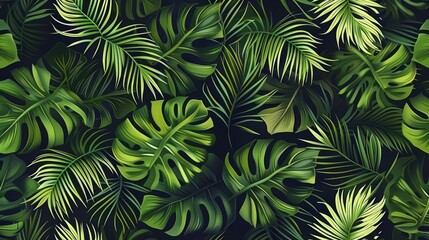 Sticker - Tropical Plant Leaves Pattern for Textile Design and Decor