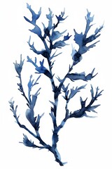 Wall Mural - A blue and white painting of a tree branch