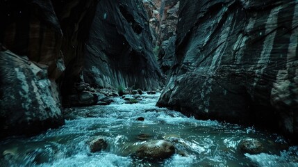 Wall Mural - Flowing Water Through a Canyon