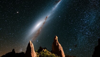 outer space from the surface, thousands of stars and nebula in the distance. other worlds