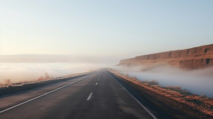 Canvas Print - Highway fading into thick fog.