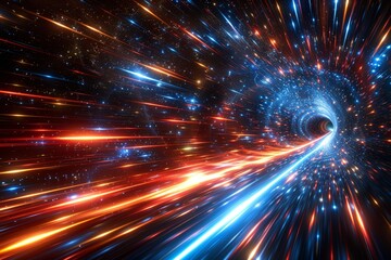 Wall Mural - abstract depiction of a wormhole in space, capturing the dynamic motion and colorful energy of trave