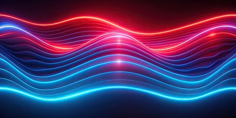 Sticker - Abstract red and blue neon wave background, neon, abstract, red, blue, wave, vibrant, colorful, modern, design, glowing