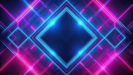 Wall Mural - Futuristic neon pink and blue geometric shapes on a dark background, futuristic, neon, pink, blue, geometric shapes