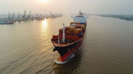 large cargo ship sailing on the ocean with full shipment containers