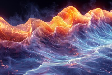 Fototapete - Dynamic abstract waves of light and color, capturing the fluid motion and glowing energy of a modern artistic expression