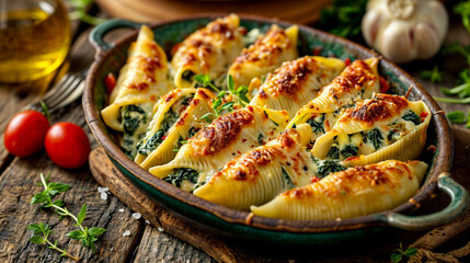 Wall Mural - Spinach and ricotta pasta shells