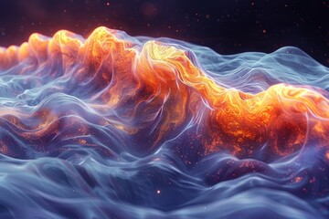 Fototapete - Dynamic abstract waves of light and color, capturing the fluid motion and glowing energy of a modern artistic expression