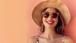 © SazzadurRahaman - Cheerful_woman_wearing_a_straw_hat_and_sunglasses_posing_generative_ai_image