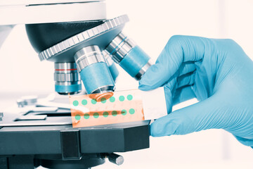 Poster - laboratory work in a microbiology class at the university