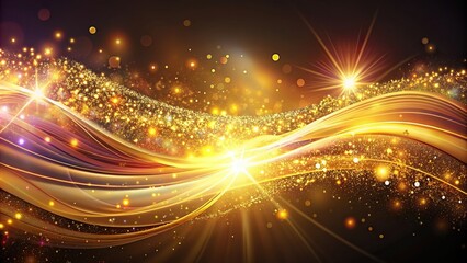 Wall Mural - Vibrant abstract background with golden waves of light and colorful, sparkling designs , vibrant, abstract, background, golden