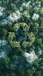 © Gulafshan - Recycle symbol on the forest background . Ecological concept. Ecology. Recycle and Zero waste symbol in the untouched jungle for Sustainable environment. AI generated illustration
