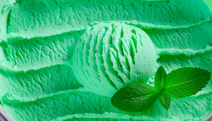 Green ice cream texture close up. Abstract background and texture for design.