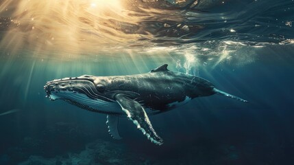 Humpback whale in ocean swimming