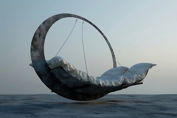 Wall Mural - A fusion of a moon crescent with a hammock, cradling dreams in lunar comfort