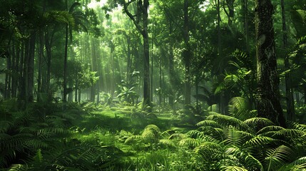 Tropical jungles of Southeast Asia in august, Beautiful forest. Realistic, HD, Generative ai