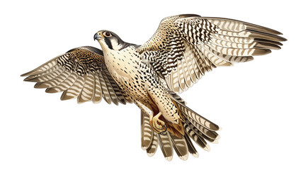 Vintage Illustration of a Flying Peregrine Falcon - Isolated on White Transparent Background, PNG
