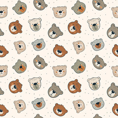 Wall Mural - Seamless vector pattern background with cute funny bears