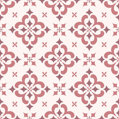 Wall Mural - Pink and white luxury vector seamless pattern. Ornament, Traditional, Ethnic, Arabic, Turkish, Indian motifs. Great for fabric and textile, wallpaper, packaging design or any desired idea.