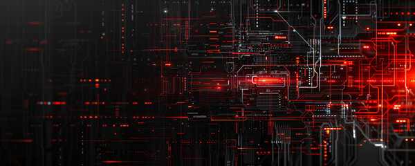 surreal modern and dark design background with red glowing parts