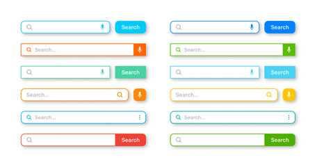 Wall Mural - colorful search bar templates. internet browser engine with search box, address bar and text field. 