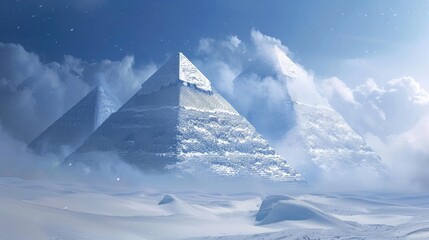 Wall Mural - Pyramids covered in snow