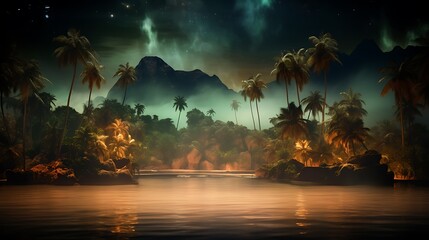 Canvas Print - tropical island at night