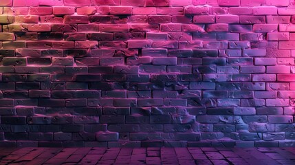 Wall Mural - Neon brick Wall Background, 8k, photorealistic, extremely detailed