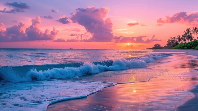 Stunning Sunset Over Tropical Beach Scenery 