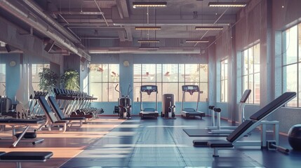 Wall Mural - Interior of a modern gym, generative AI