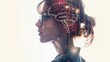 © SKIMP Art - A profile shot of an AI Mate wearing glasses, her head adorned with digital brain imagery and binary code patterns Generative AI