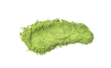 Wall Mural - Green matcha powder isolated on white, top view