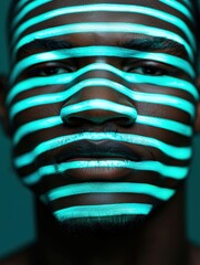 Sticker - Striking face with vibrant neon stripes