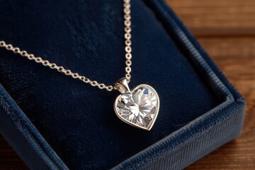 Poster - Elegant diamond heart pendant on velvet jewelry box