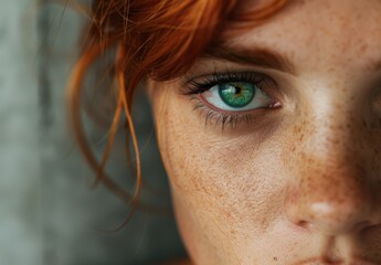 Poster - Closeup of a woman's eye with vibrant green iris