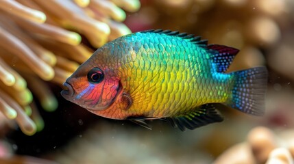 Poster - Vibrant tropical fish with iridescent scales