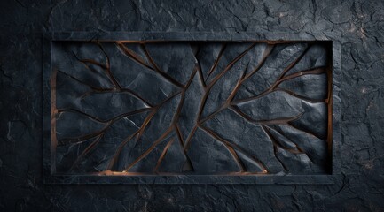 Wall Mural - abstract metal wall art with geometric leaf design