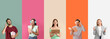 © Pixel-Shot - Collage of people listening to audiobooks on color background