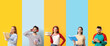 © Pixel-Shot - Collage of people listening to audiobooks on color background