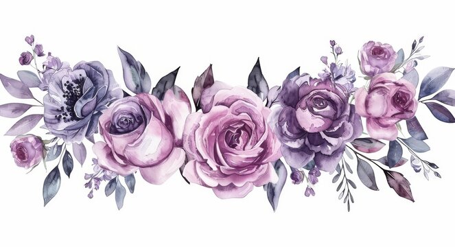 mockup clipart template of hand painted watercolor roses
