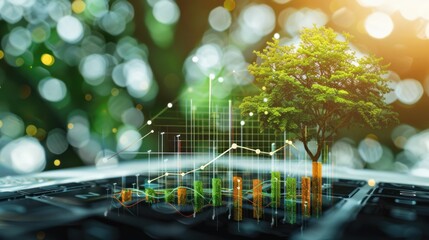 Virtual business growth, with tree emerging from network data