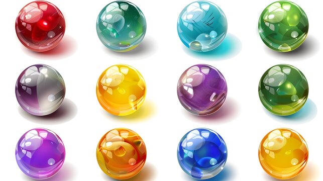 Colorful glassy marble balls vector illustration
