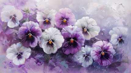Sticker - Pansies in white and purple colors