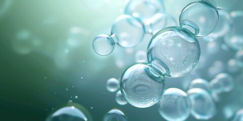 A close up of bubbles floating in a liquid. Generative AI.