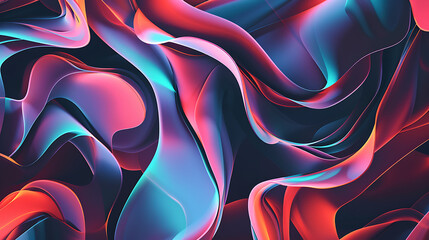 Abstract Fluid Folds in Vibrant Red and Blue Tones Background