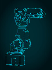 Wall Mural - Robotic arm blueprint