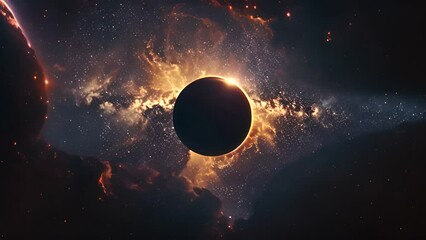 Wall Mural - solar eclipse against starry cosmic background with ai generated.