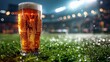 © muji - Refreshing Beer Glass on Green Grass Under Stadium Lights