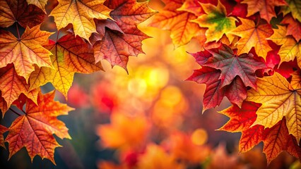 Wall Mural - Beautiful autumn leaves with vibrant red and orange colors, perfect nature background or seasonal decoration for fall-themed projects