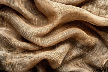 Wall Mural - A piece of cloth with a pattern of lines and swirls. The cloth is brown and has a texture that looks like it's made of yarn